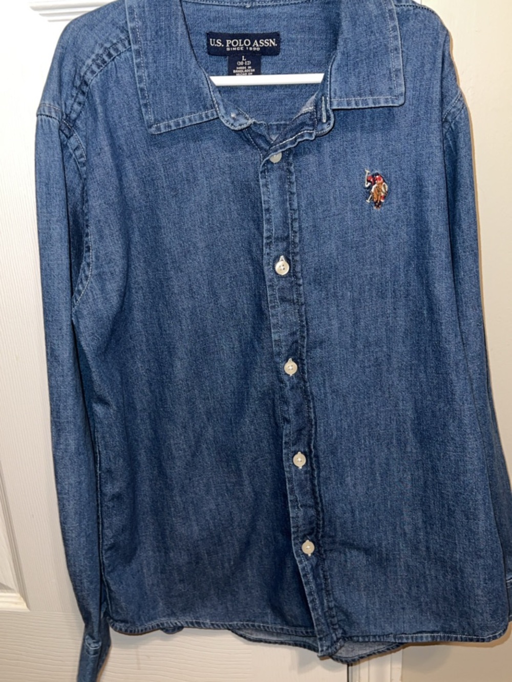 U.S. Polo Assn. Boys Denim Button-Down Shirt in Dark Blue